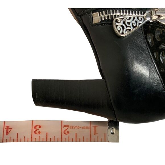 Brighton Black Genuine Leather Ankle Booties with Silver Hardware and Suede Trim - Picture 10 of 12